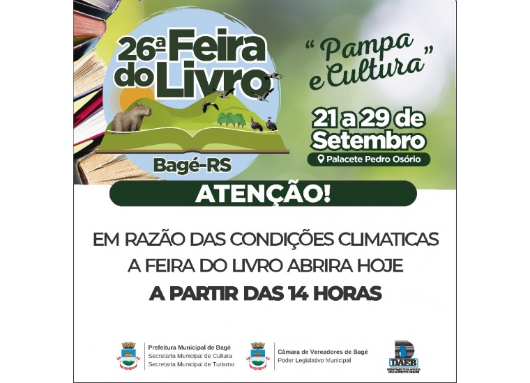 Te esperamos no Palacete Pedro Osório! #26FeiradoLivrodeBagé